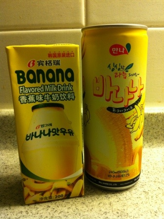 韓国のバナナ！缶と紙パックのジュース！